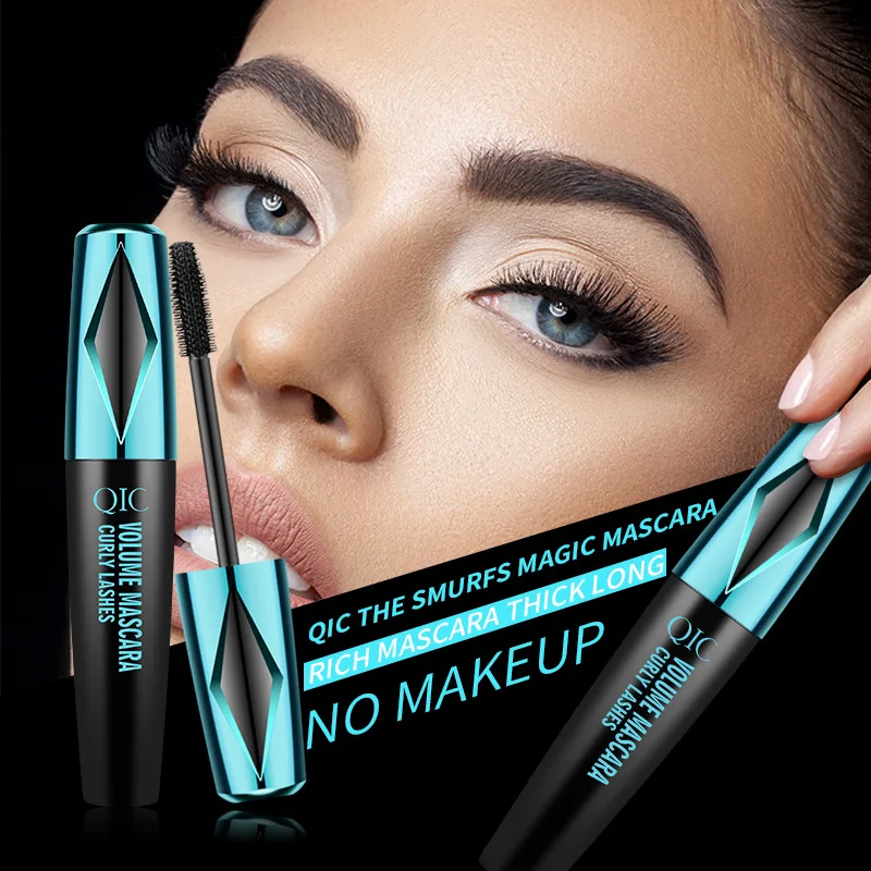 QIC-rímel 4D de tubo azul y negro, resistente al agua, sin manchas, volumizador, herramientas de maquillaje para rizar y alargar, 1 Uds.