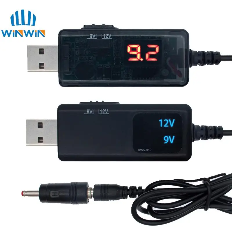 USB-Boost-Konverter DC 5 V auf 9 V 12 V USB-Aufwärtswandlerkabel + 3,5 x 1,35 mm Anschluss für Netzteil/Ladegerät/Stromrichter