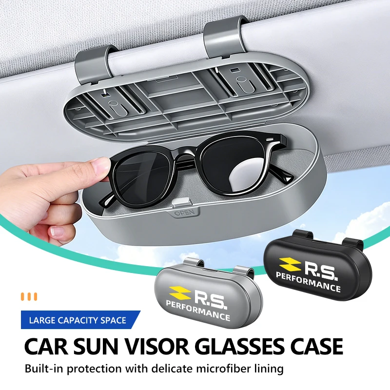 Soporte para Gafas de Sol para Coche Renault, Soporte para Gafas de Conducción, Visera Solar, Estuche para Gafas, Símbolo Clio 3 4 Sparco Dacia RS Megan Scenic