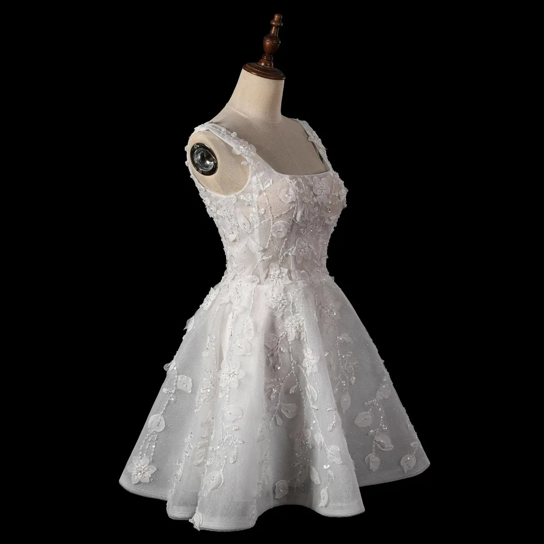 Sweet Concise A-Line Square Neck Tulle Sleeveless Cocktail Dress Evening Prom Wedding Guest Formal Cocktail 2025 Free Customized