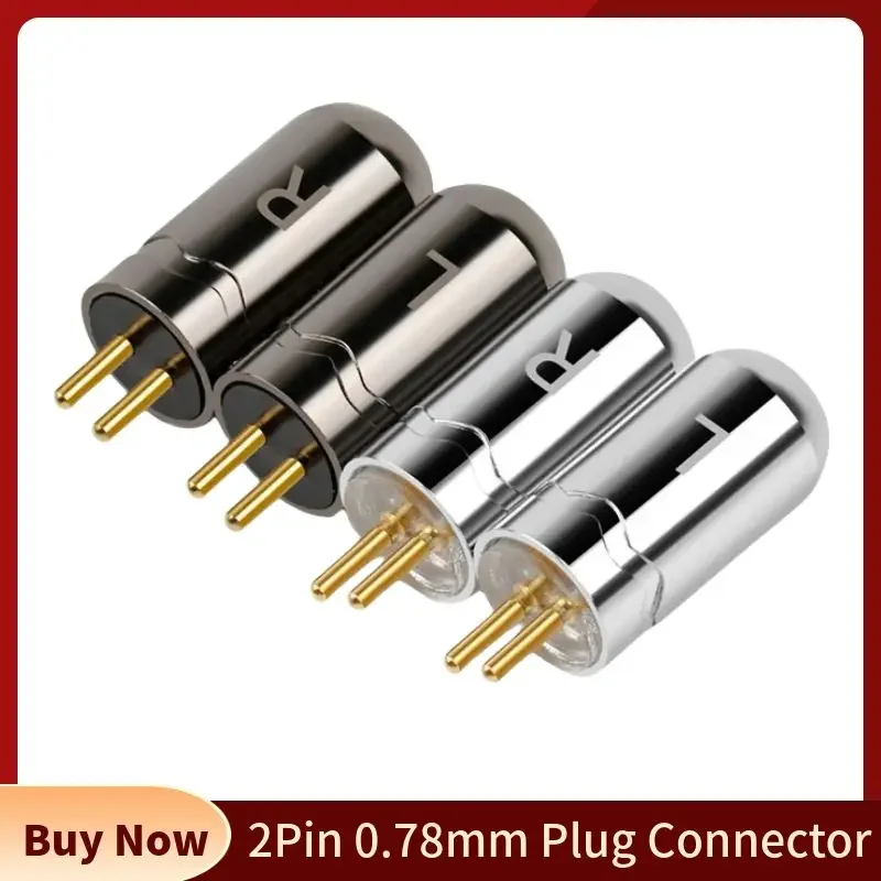 Conector de conectores de Audio de 2 pines y 0,78mm para auriculares JH11 JH16Pro W4R, auriculares transparentes de 0,78 pines, conector para auriculares macho, carcasa negra