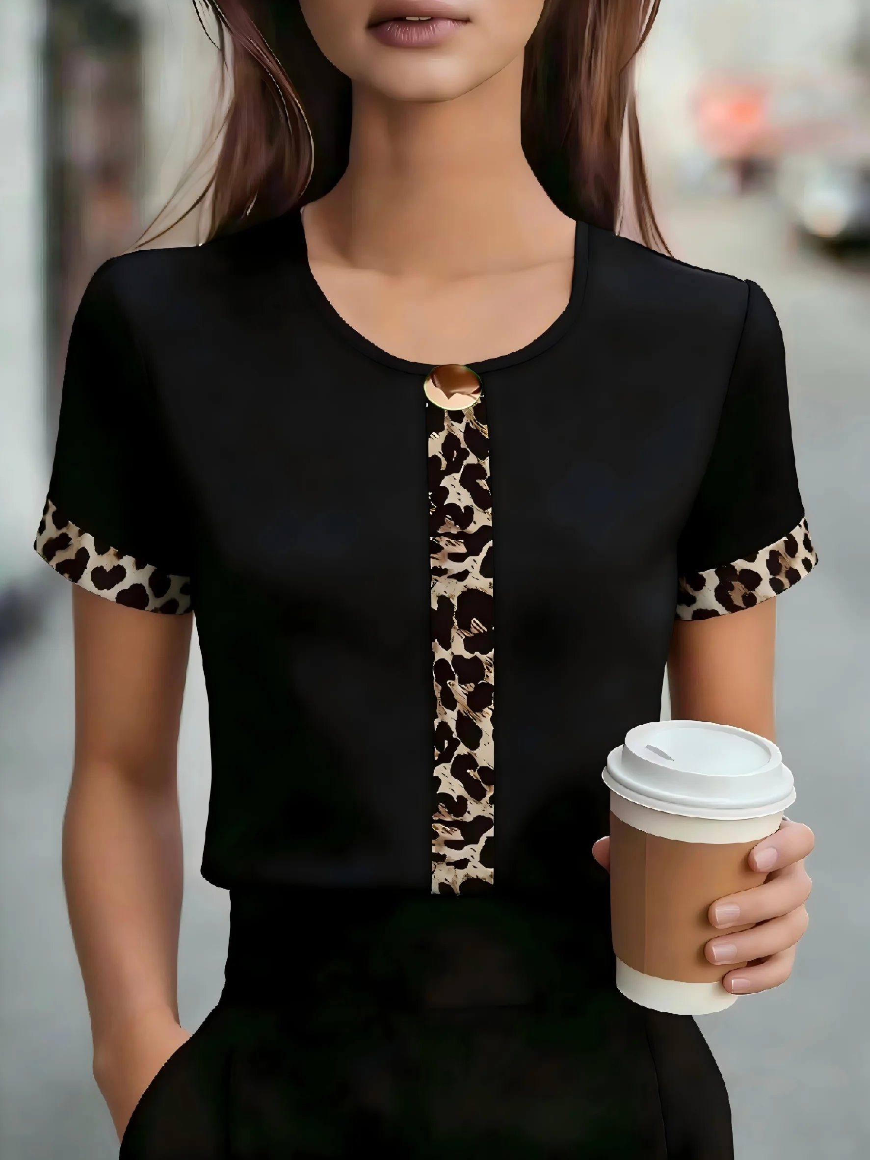 

Стильная женская рубашка свободного кроя, модная повседневная блузка, элегантная женская рубашка с коротким рукавом, топ для отпуска и выходных