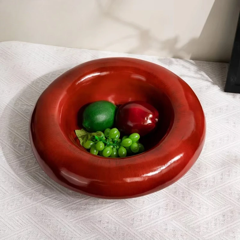 

Unique Design Round Resin Ornament Home Decoration Party Wedding Decoration Zhonggu Red Fruit Plate