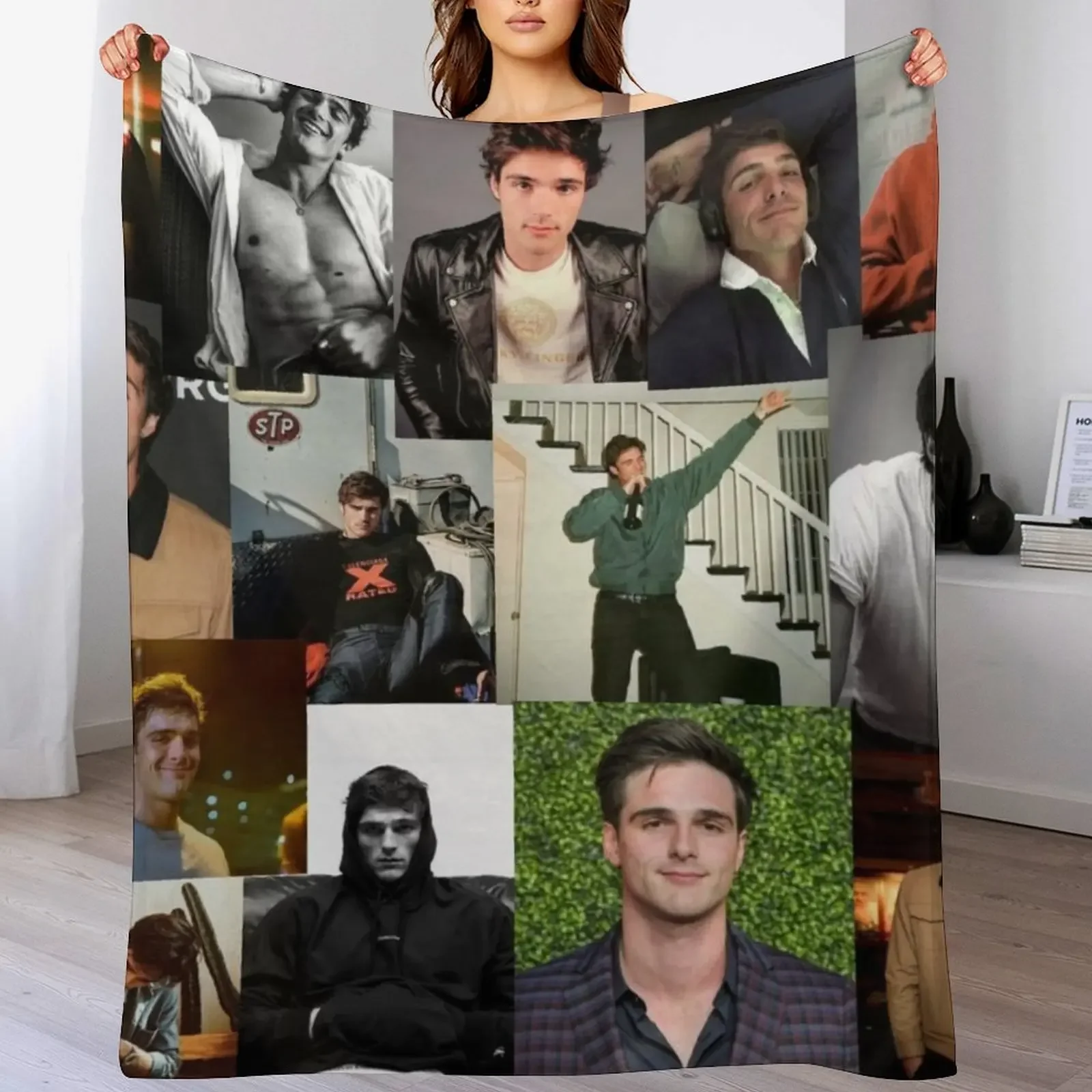 

Jacob Elordi pic collage Throw Blanket Multi-Purpose Flannels Thermals For Travel Flannel Fabric Blankets