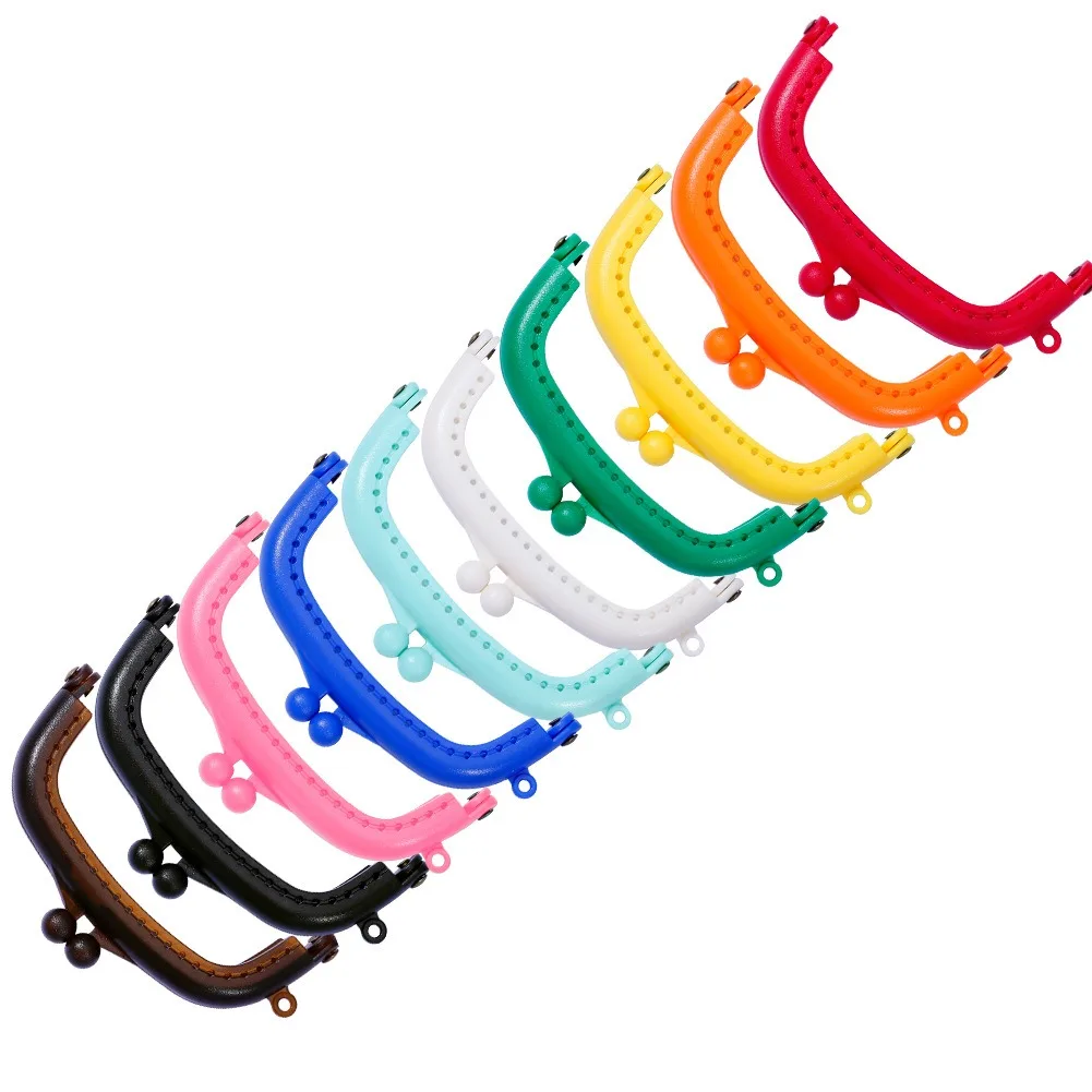 8.5CM Candy Arc Resin Plastic Purse Frame With Hole Kiss Clasp Lock DIY Bag Accessories 10 Colors Wholesale