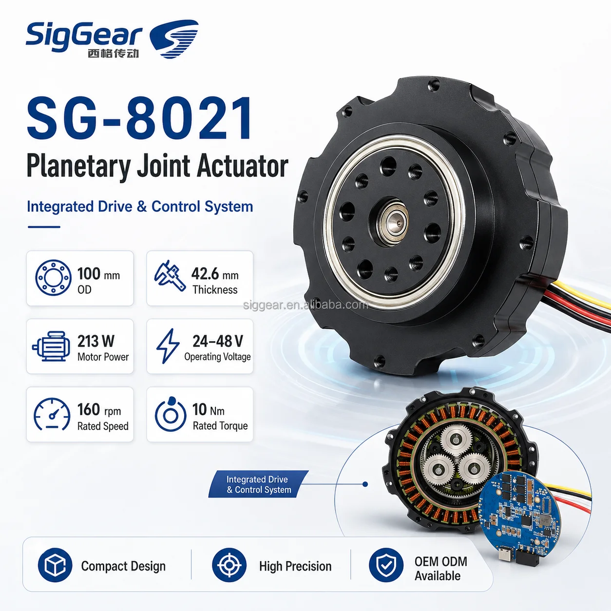 Planetary  24-48V 100MM Gear Motor 10Nm 160RPM 213W Low Noise High Precision High Efficiency Robot Joint Drive