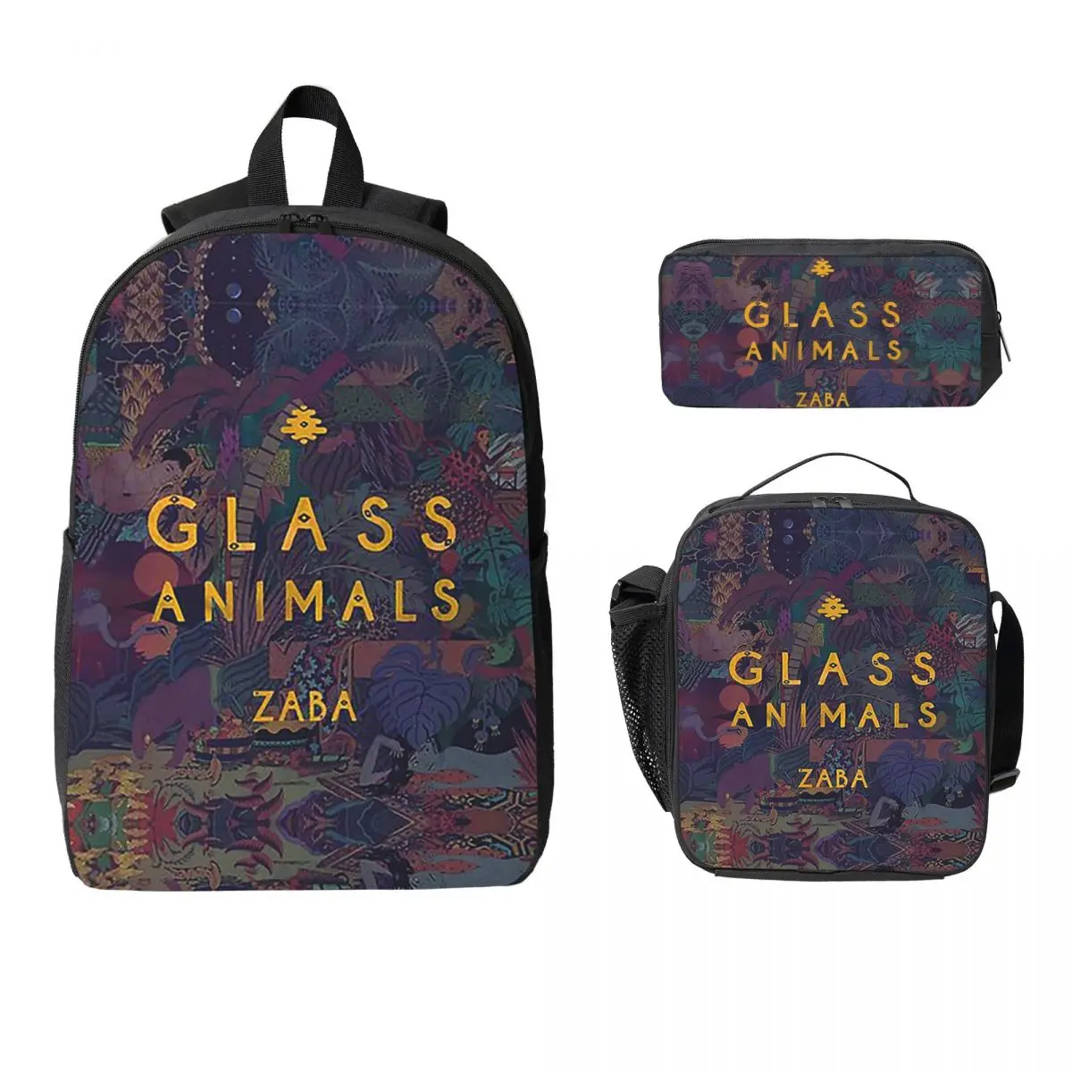 

Glass Animals Backpack Student Boys Girls BookBag School Bag Computer Shoulder Bags 3ps Insulated Lunch Bag Pencil Case