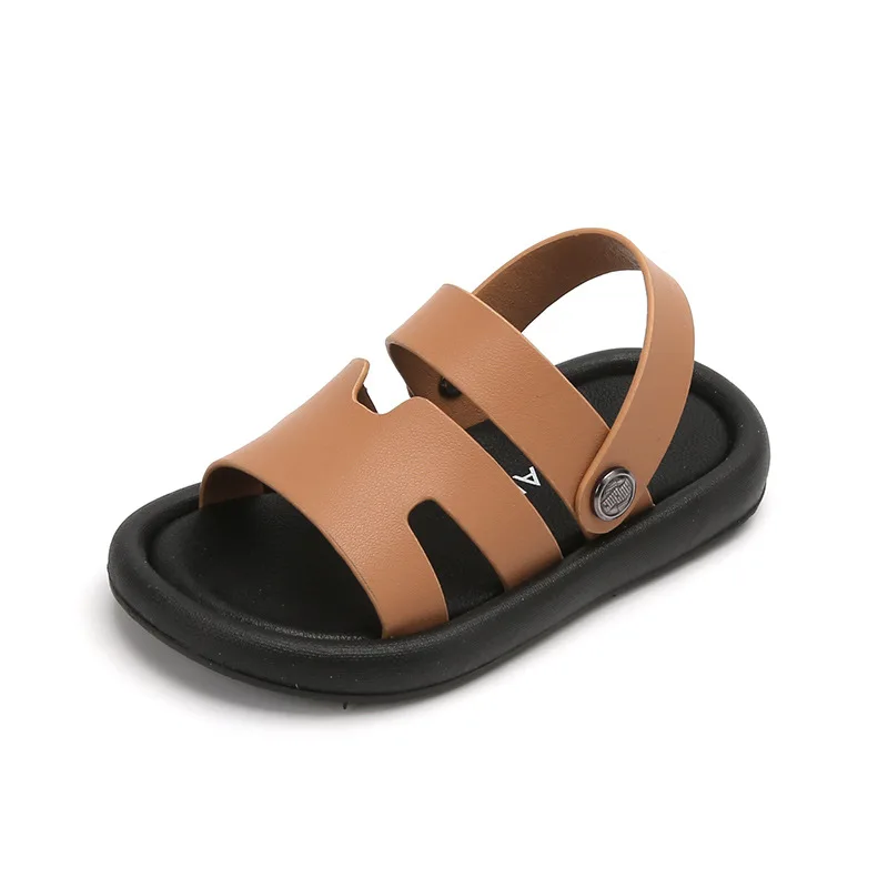 2026 Summer Beach Sandals for Boys Candy Color Fashion Children Footwear PU Leather Anti-slippery Soft-soled Kid's Shoes Girls