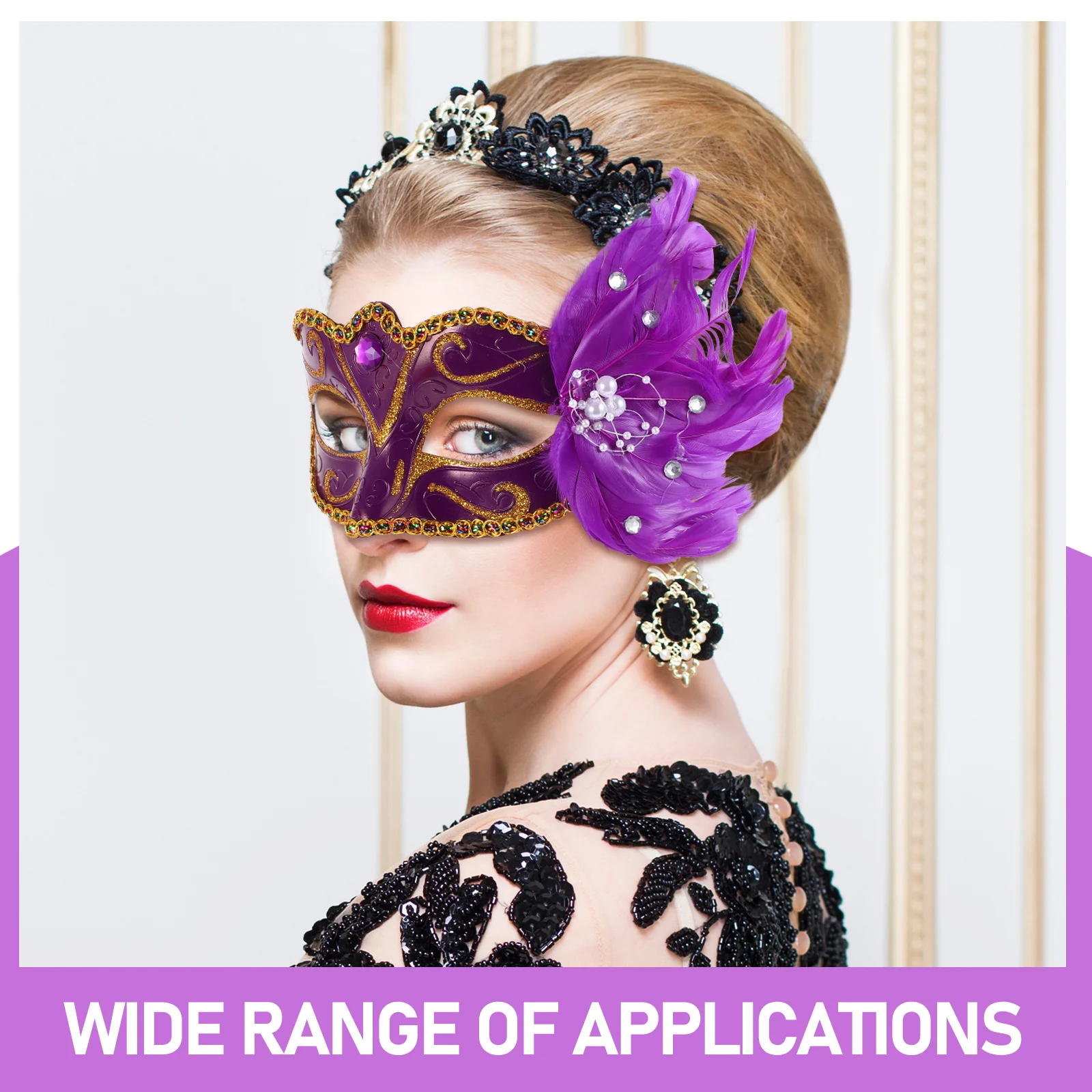 Costume da maschera in maschera dipinta colorata a metà faccia viola per maschera per il viso da principessa per feste di ballo di carnevale