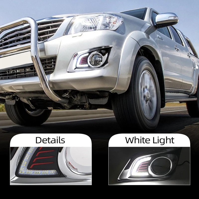 DRL Daytime Running Light, Car Styling Fog Lamp para Toyota Hilux, VIGO, CHAMP, 2012, 2013, 2014, 1 par