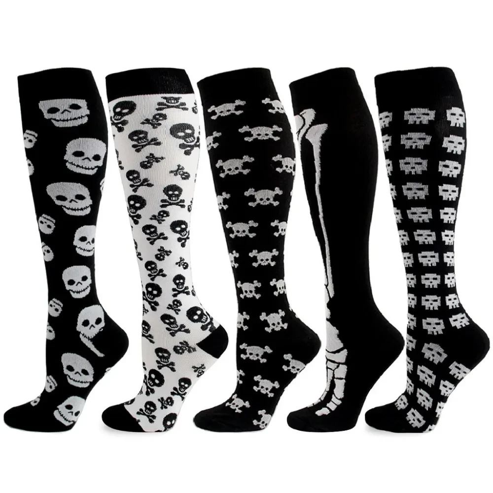 

Compression Socks Halloween Skull Bat Sports Socks Men Women Gym Running Cycling Varicose Diabetes Anti Fatigue Nylon Long Socks