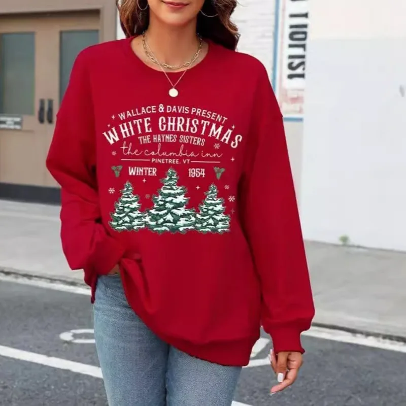 

Women's New Splicing Socket Round Neck Print Stylish Loose Versatile Casual Long-sleeved Sweatshirts