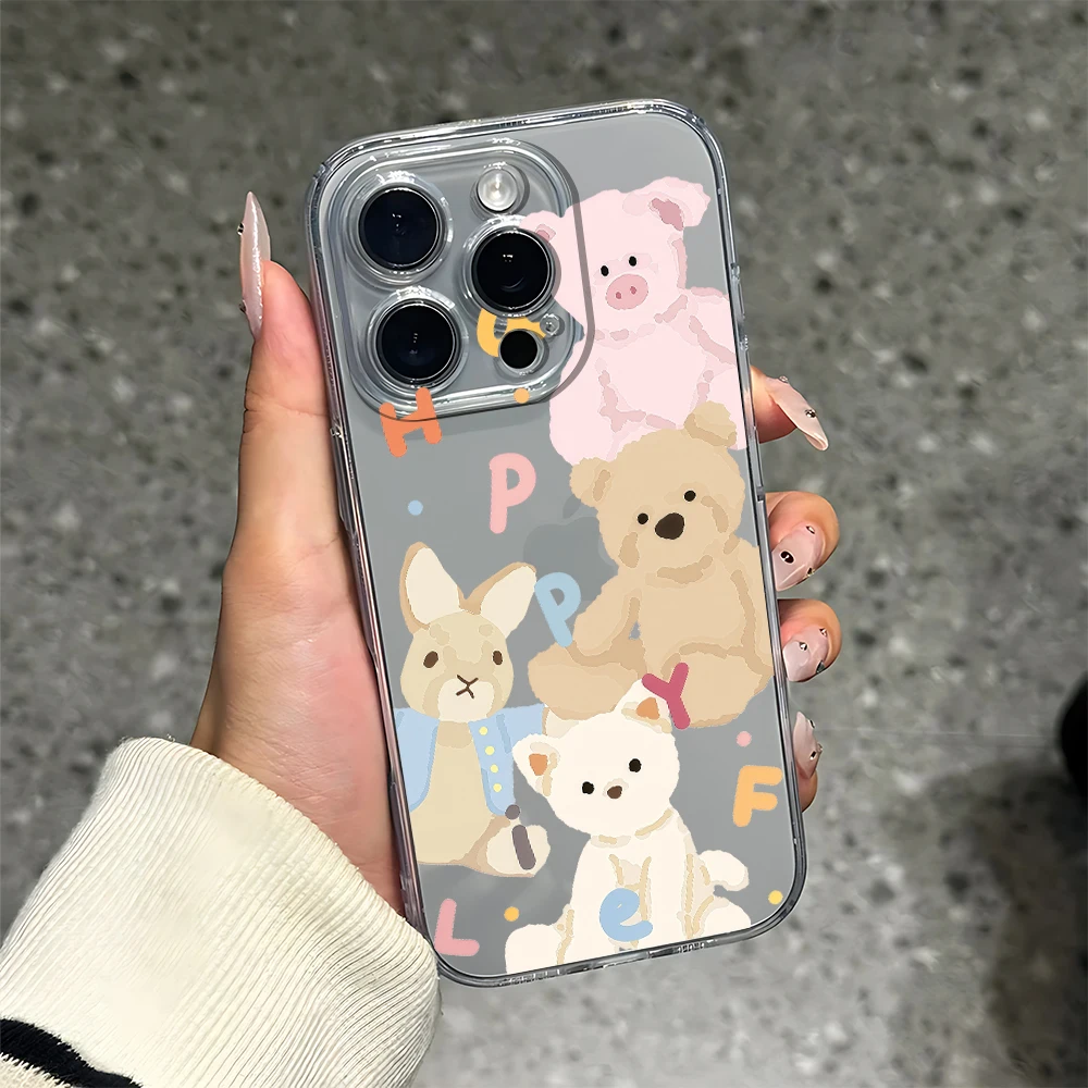 Plüschtierbuchstaben Silikon Handyhülle für iPhone 17 16 15 14 13 12 11 Pro Xs Max Air Mini 7 8 6 6s Plus SE 2020 2022 Cover