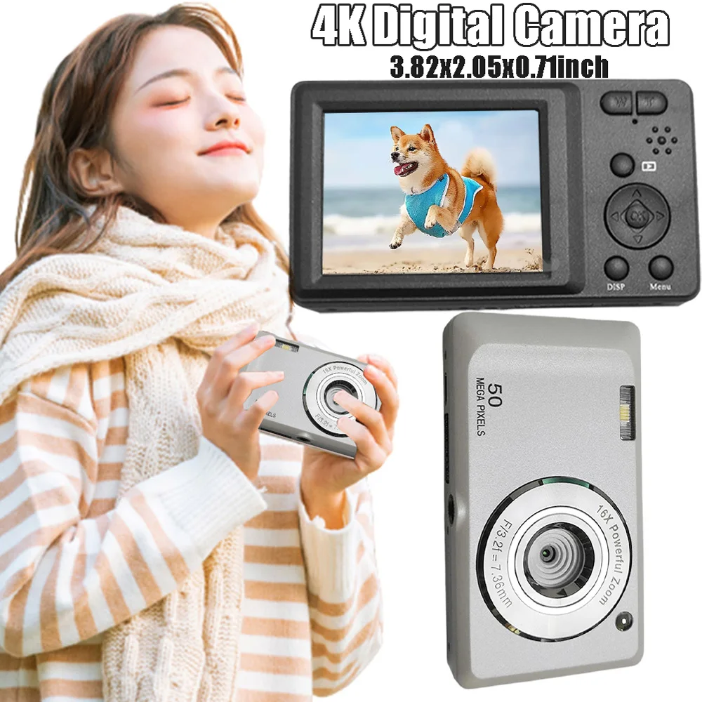 

50MP Vlogging Camera with LED Light Portable HD Selfie Camera Anti Shake for Beginners Entry-Level Camera Travel Video Camera