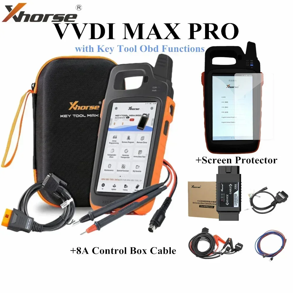 Xhorse VVDI Key Tool Max Pro Programmer+Mini OBD Function+8A Control Box Cable with ID48/XT27 Super Chip for XP005L/XCMINI PLUS