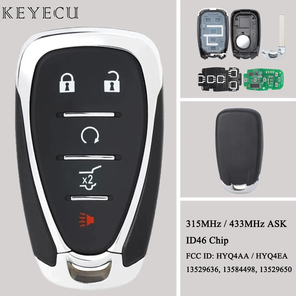 Keyecu For Chevrolet Equinox Traverse 2018 2019 2020 Smart Remote Car Key Fob FCC ID: HYQ4EA HYQ4AA 13529636 13584498 13529650