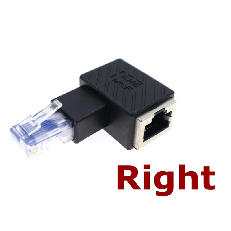 High Quality 90 Degree Up Down Left Right Angle RJ45 Cat 5e 6e Cat7 Male to Female Lan Ethernet Network Extension Adapter