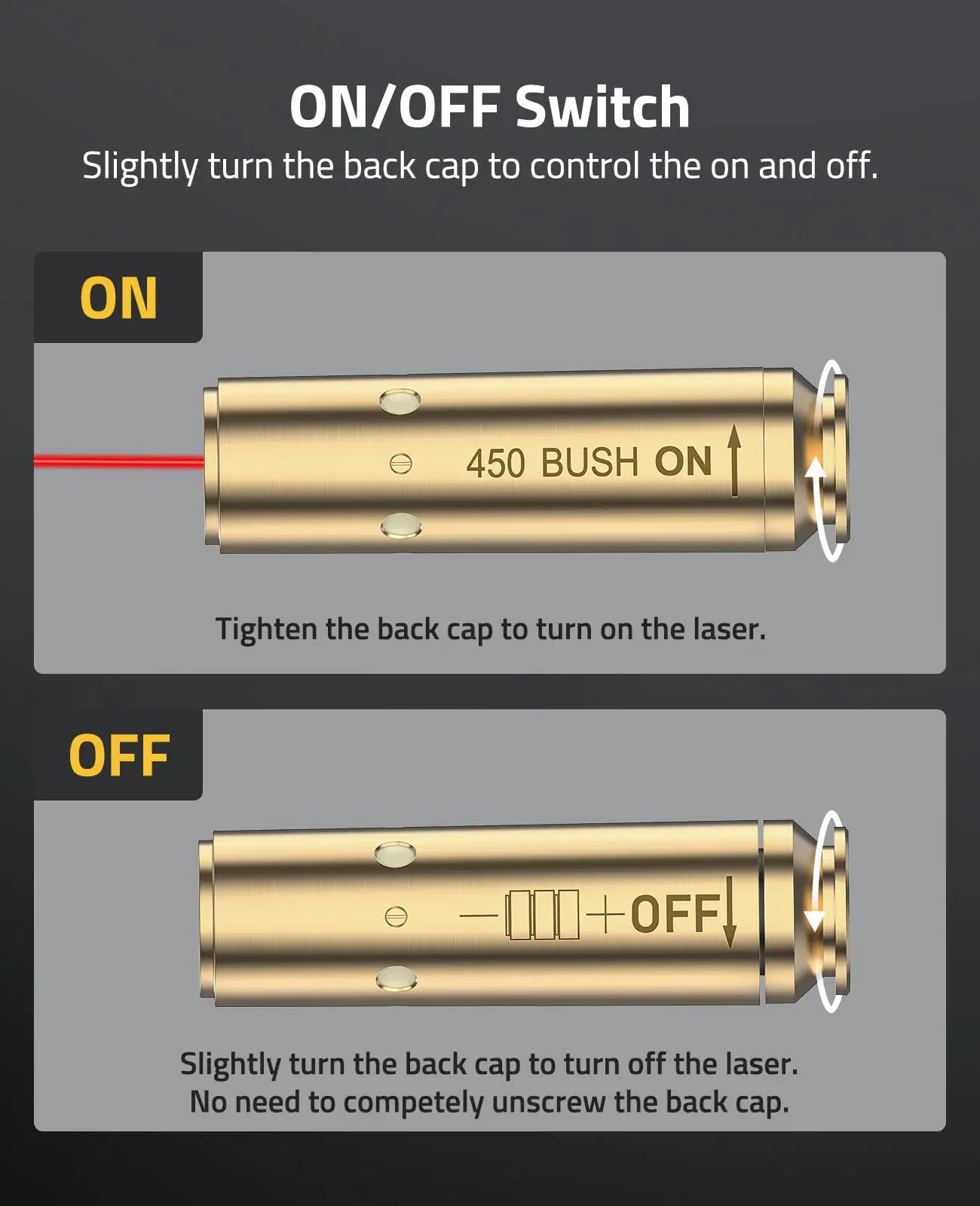 Bore Sight Laser 450 BUSH Red Laser Bore Sight with ON/OFF Switch and 2 Sets of Batteries For Zeroing With metal box packaging