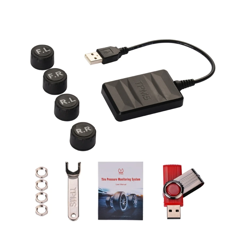 Auto Tyre Pressure Full Air Pressure Snesor Car USB TPMS External Detector External Tyre Sensors