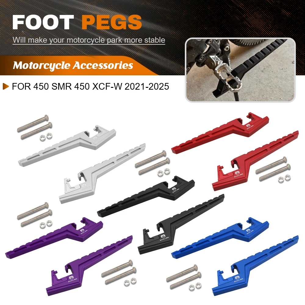 

For 450 SMR 450 XCF-W 2021-2025 2024 Motorcycle Passenger Foot Pegs Mount Kit Highway Peg Clamp Extensions Bracket CNC Dirt Bike