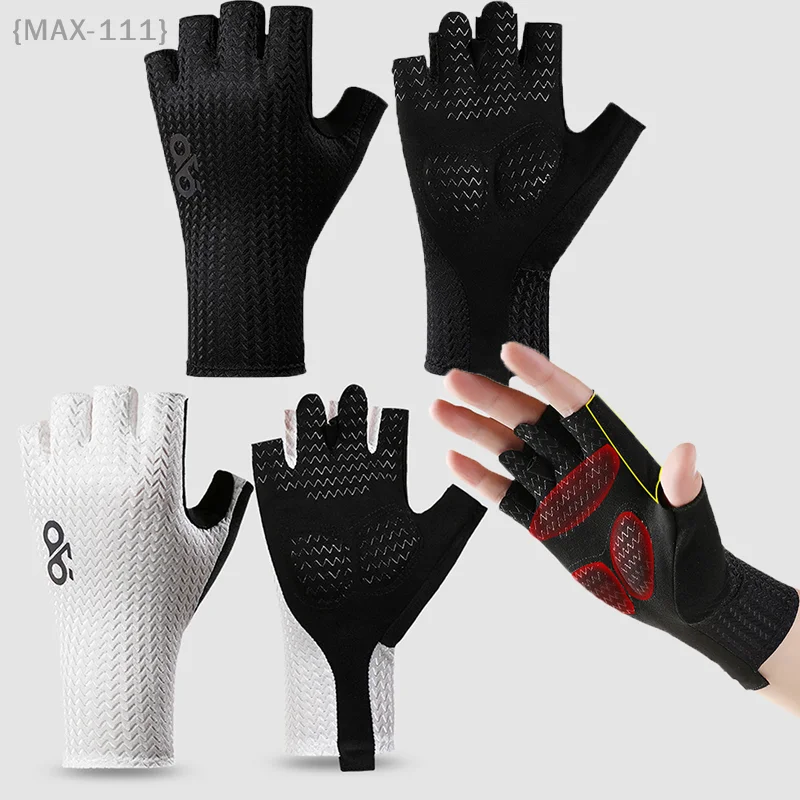 {MAX-111} Sommer atmungsaktive Halbfinger-Fahrradhandschuhe Ultraleichte Rennradhandschuhe Anti-Rutsch-Silikonpolster Kühlende Sportausrüstung