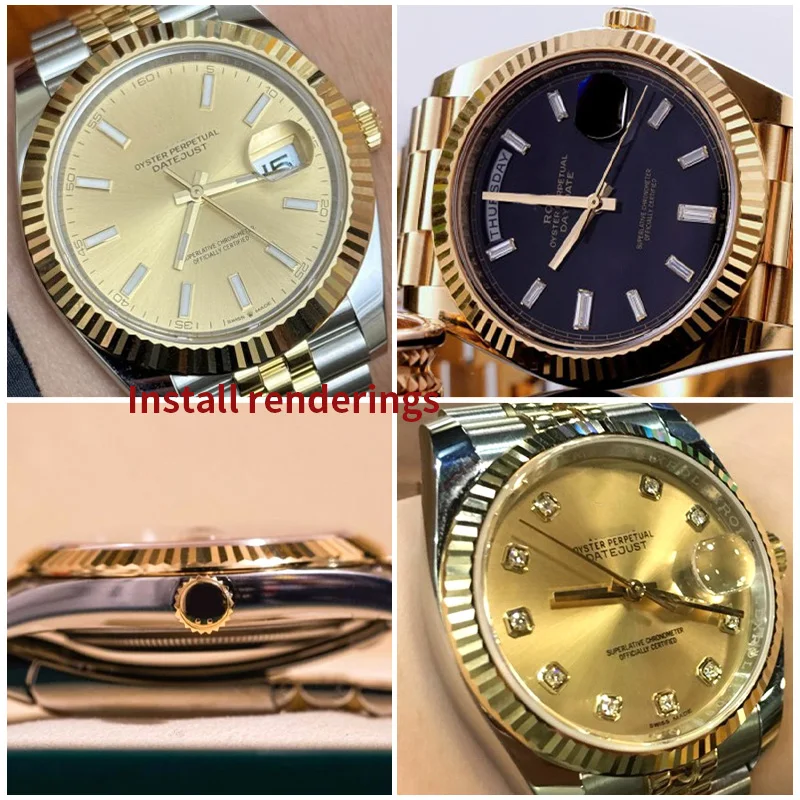Steel Fluted Ring Bezel For Rolex DateJust 36mm dog-tooth bezel gold 34.8mmx30mm for m126233 m16234 m16220 Replace the bezel