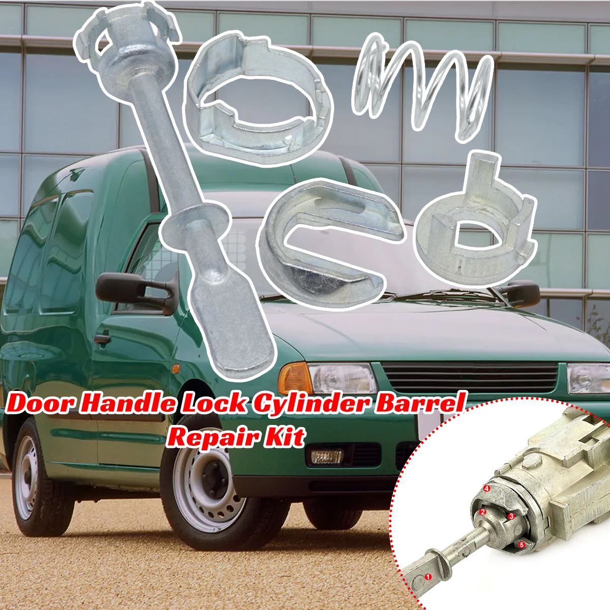 

Front Door Handle Lock Cylinder Barrel Paddle Repair Kit 67MM For VW Van Caddy 9K 9U Polo MK3 6N 6KV Derby Seat Cordoba Ibiza 6K