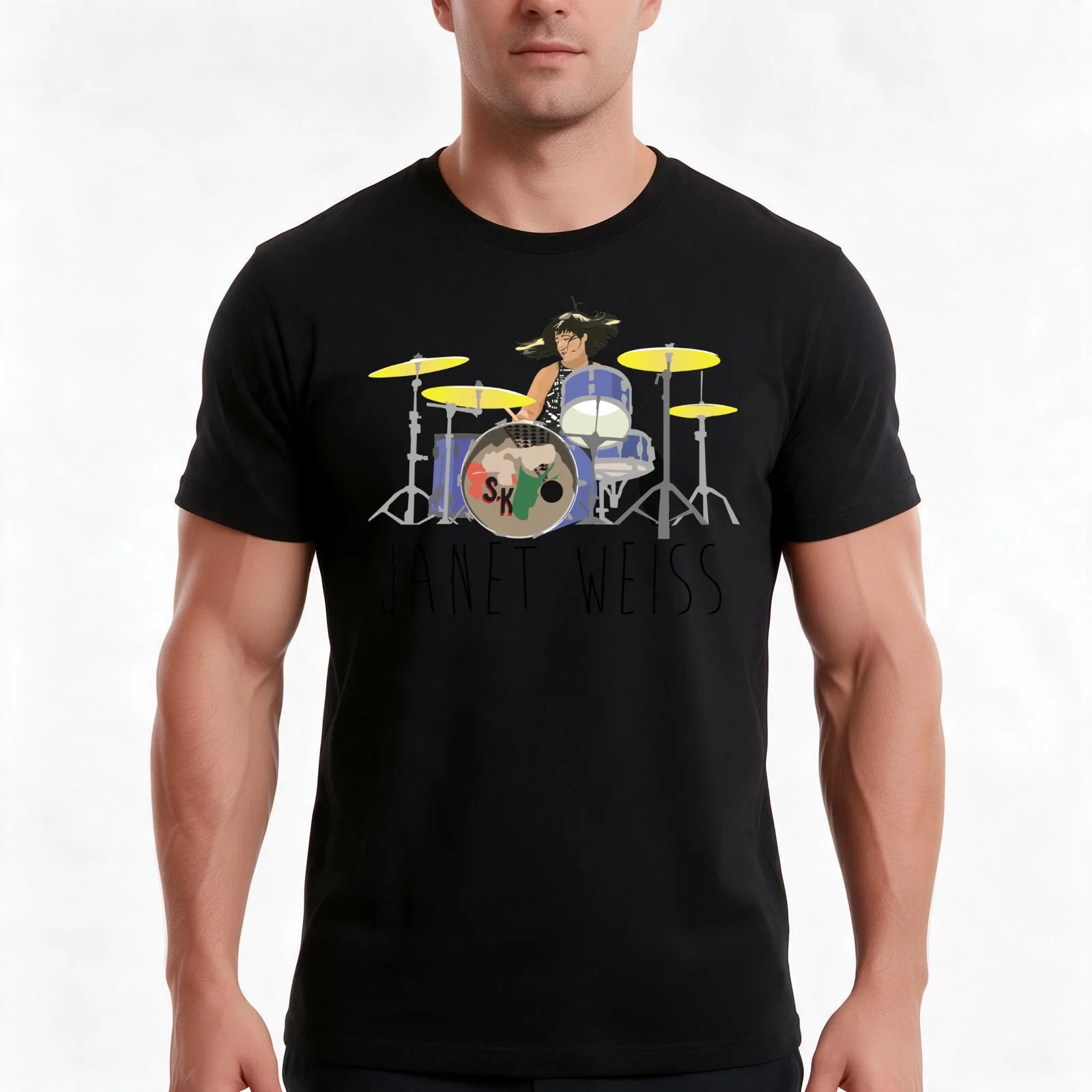 janet weiss she is amazin T-Shirt, Summer Casual Cotton Tee, Oversized Streetwear Tops, Vintage Graphic Print, Unisex Men Women