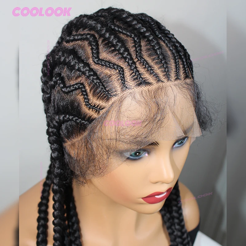 

36 "Корнуровые косички, парики из волос, синтетические плетеные парики для женщин, парик с косой без узлов, полные кружевные плетеные парики