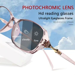 Ultra-light Photochromic Reading glasses for Women, Full Frame Tr90, Hard & Multi-coated lens