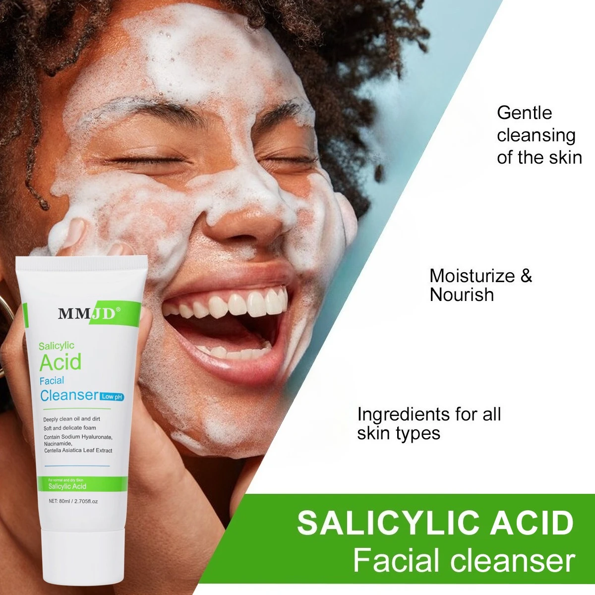 

Salicylic acid facial cleanser cleansing gel deep cleansing gentle moisturizing eliminating oil Makeup remover skin care