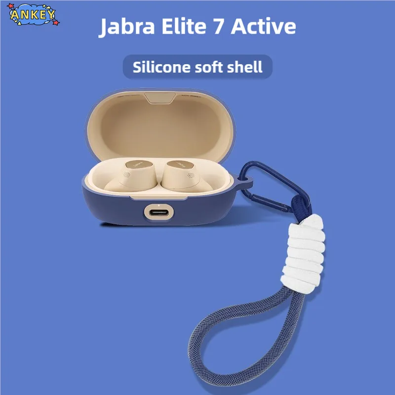 for Jabra Elite 7 Active Case Soft Protective Cover Nylon Lanyard Jabra Elite7 Pro Shells Sleeve Hand Rope Strap Accessories