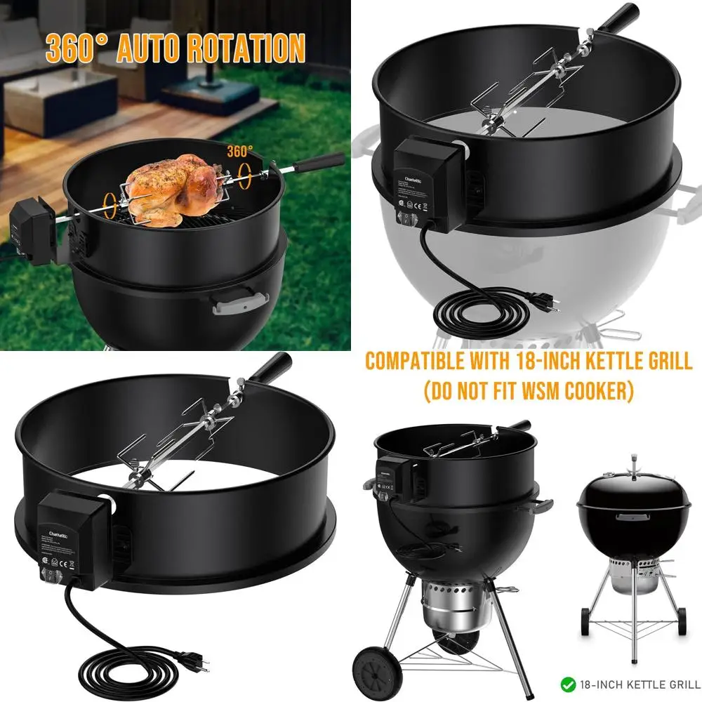 

Weber 18 Kettle BBQ Rotisserie Kit, Black Steel, Compatible with Similar Grills