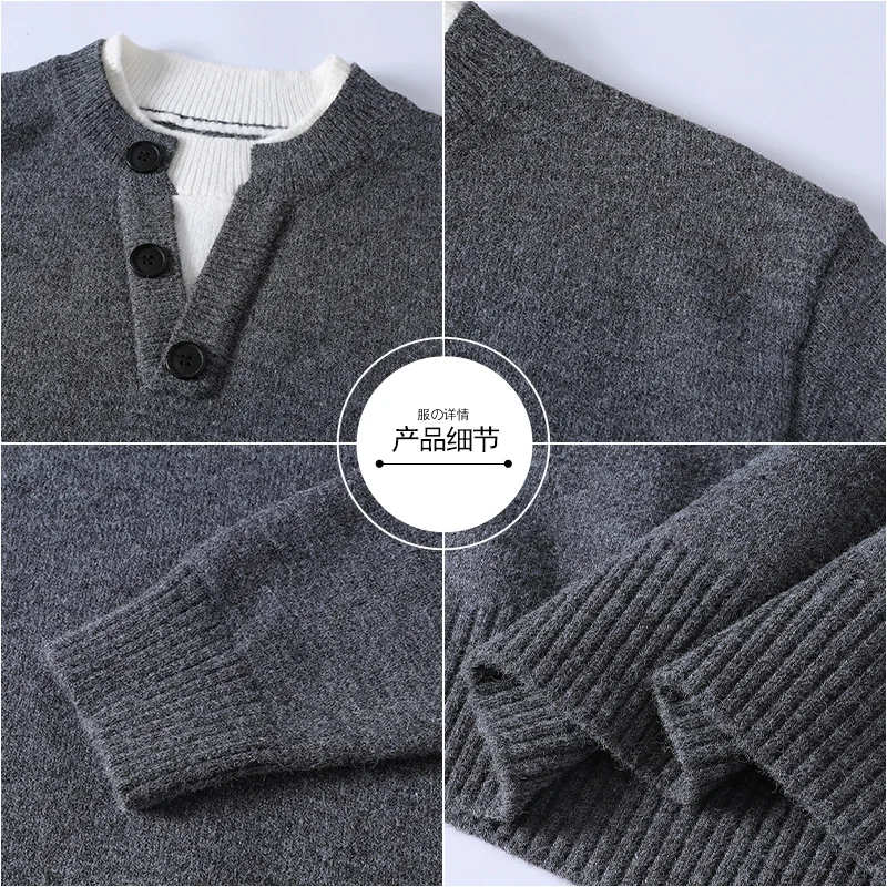 Korean Style Oversized Cream White Knit Pullovers Women 2025 New V Neck Button Casual Loose Sweater Color Block Men Knitwear