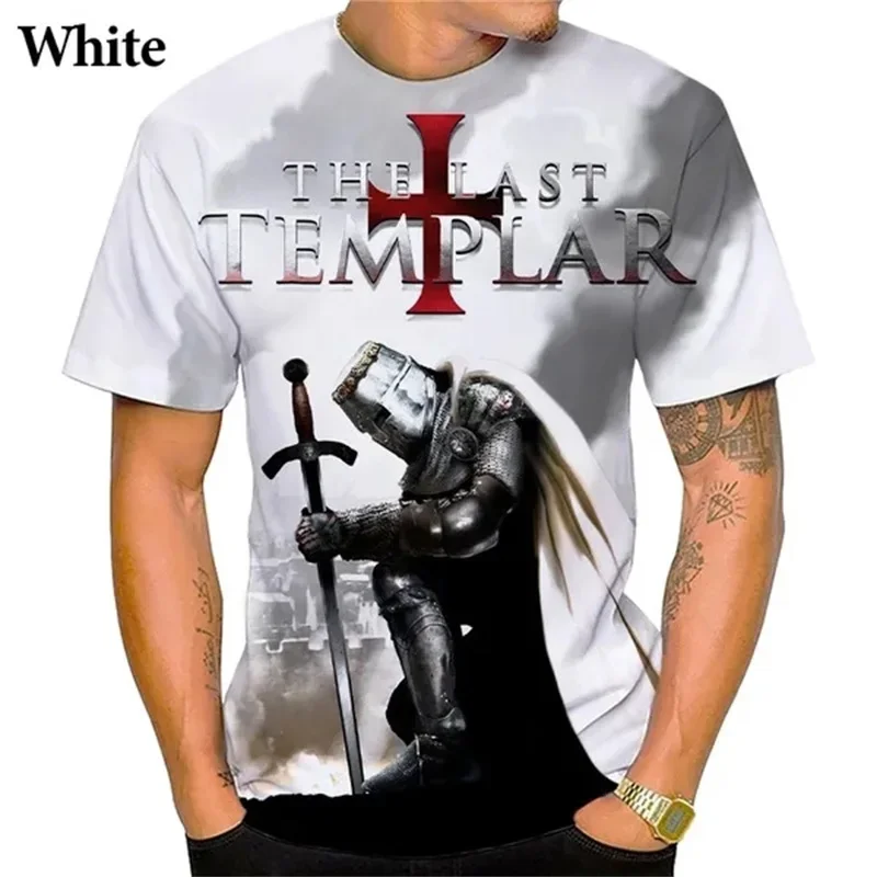 Ritter Templer 3D-Druck T-Shirt für Herren, Kreuzritter-Kreuz Krieger Pferd Grafik Casual Streetwear Mehrere Farben Streetwear – Detail 8