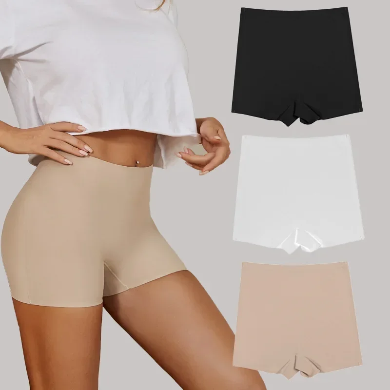 Nahtlose kurze Spandex-Sicherheitsshorts aus Eisseide, Damen-Shorts unter dem Rock, Unterwäsche, atmungsaktiv, kein Curling, Boxershorts für Damen