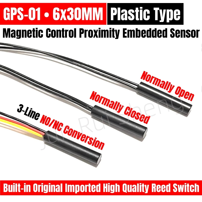 10PCS Original Magnetic Control Reed Switch GPS-01 3 Line Normally Open/Closed NO NC Conversion 6*30MM Proximity Contact Sensor