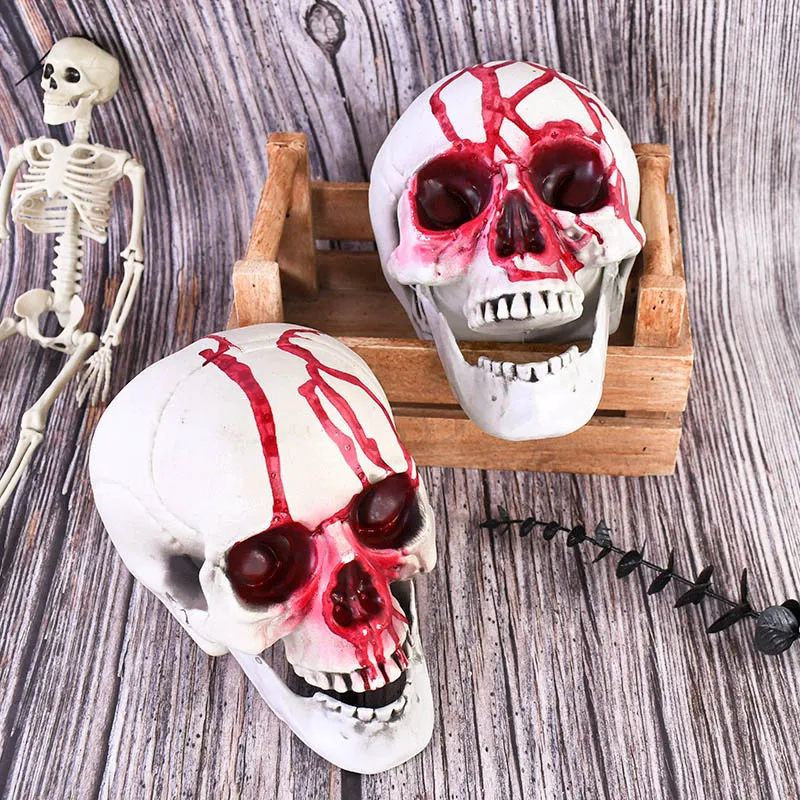 

Plastic Skull Head Realistic Skull Skeleton Head Halloween Party Home Garden Lawn Decoration Haunted House Bar Scary Horror Prop