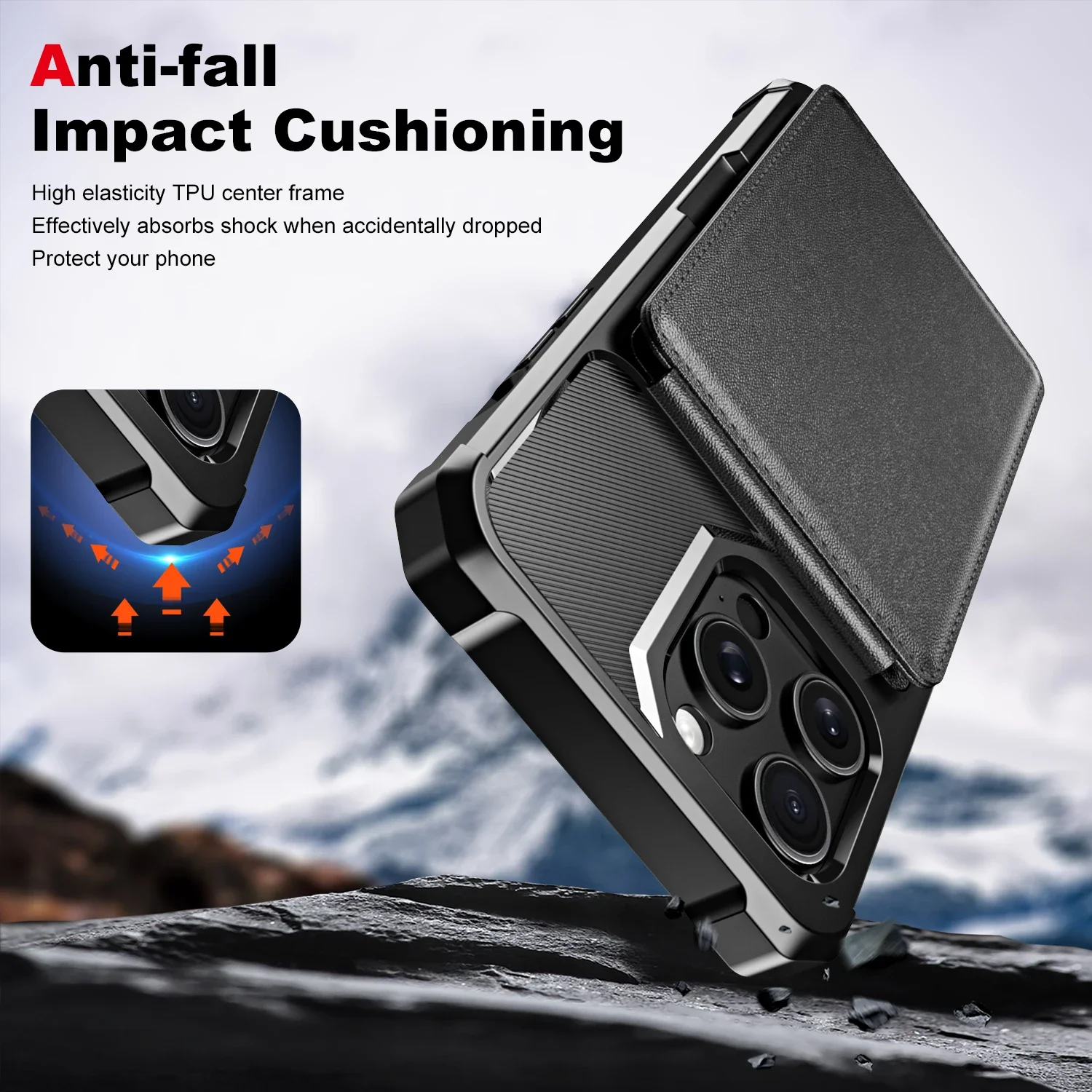 Vertical Cards Solt Wallet Leather Case For iPhone 15 16 Pro Max 14 Plus 13 12 11 Anti-Fall Stand Bracket Double Magnetic Clasp