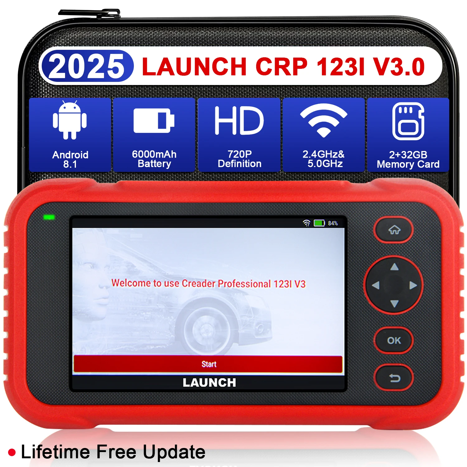 

2025 LAUNCH OBD2 Scanner CRP123I V3.0 ,New add CAN FD,DOIP, Lifetime Free Update 4 system Diagnostics Tool with 7 Resets