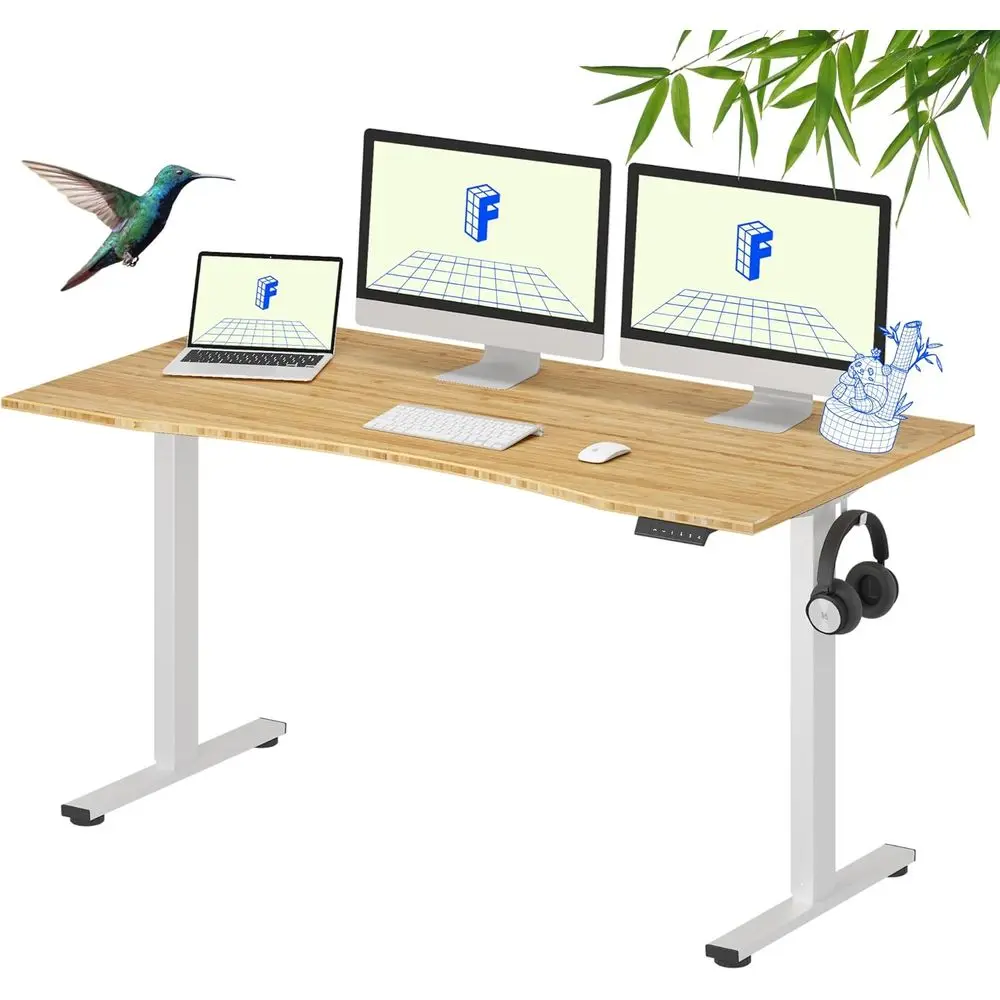 

Электрический регулируемый по высоте бамбуковый стол, офисный стол для работы сидя и стоя 60x30 с изогнутой столешницей