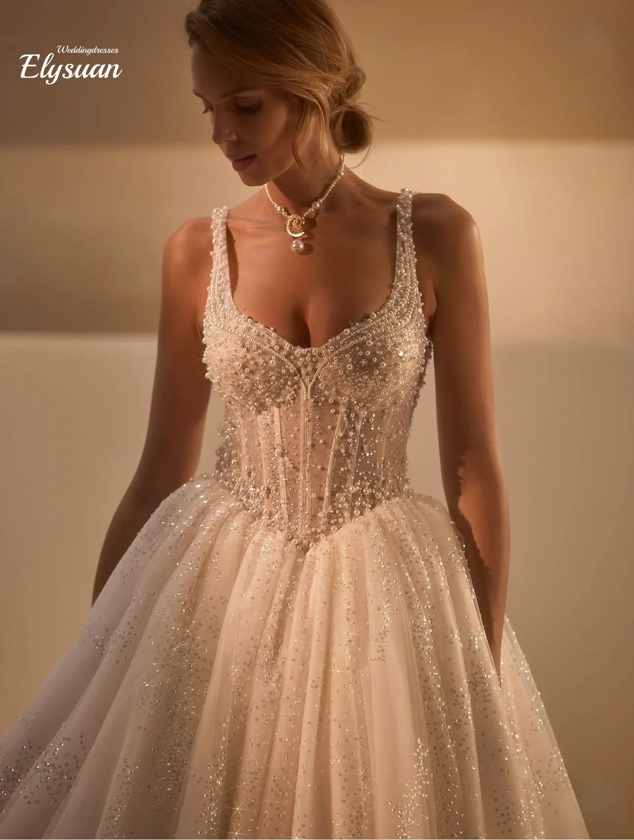 Angepasst Ballkleid Brautkleider Für Braut Spitze Hochzeiten Luxus Elegantes Perle Kleid Korsett Mariage Vestidos De Novia