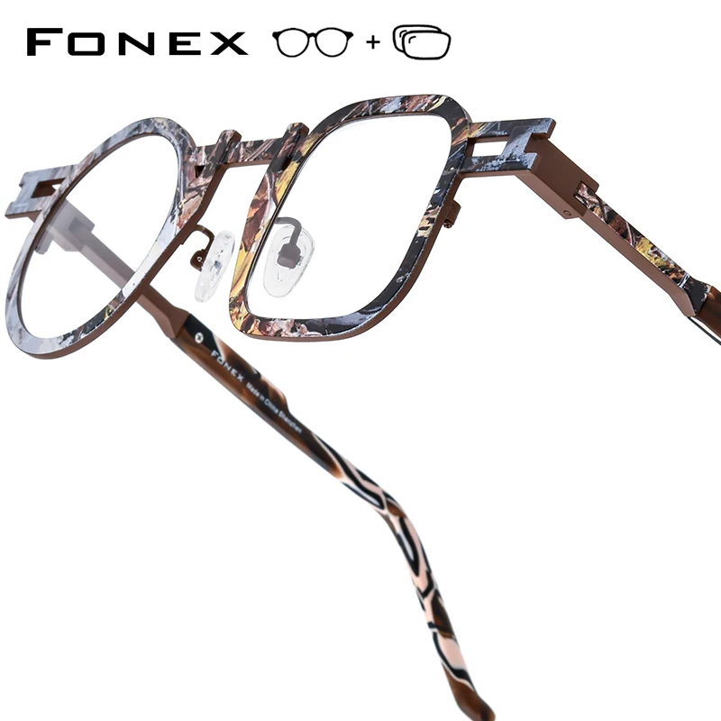 

FONEX Progressive Prescription Glasses Photochromic Myopia Optical Lens Eyewear Women Round Square Eyeglasses Titanium Frame 924