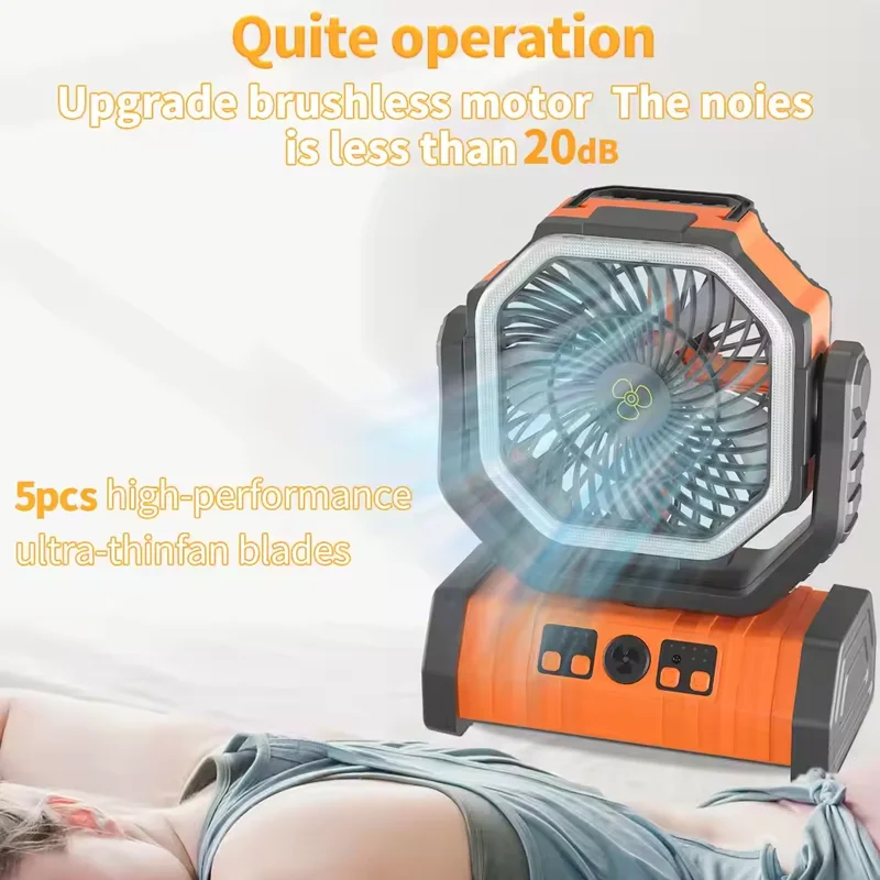 20000mAh High-Capacity Battery LED Light Camping Fan Movable Wireless Air Circulators Outdoor Ventilador with Hook image 3