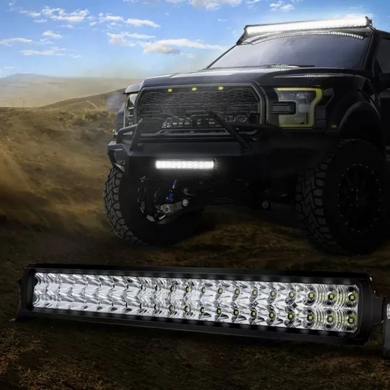 LED Light Bar Single Row Flood Spot Combo Beam DRL Off-road Auxiliary Spotlights Bumper Lights for SUV Pickup Universal Car