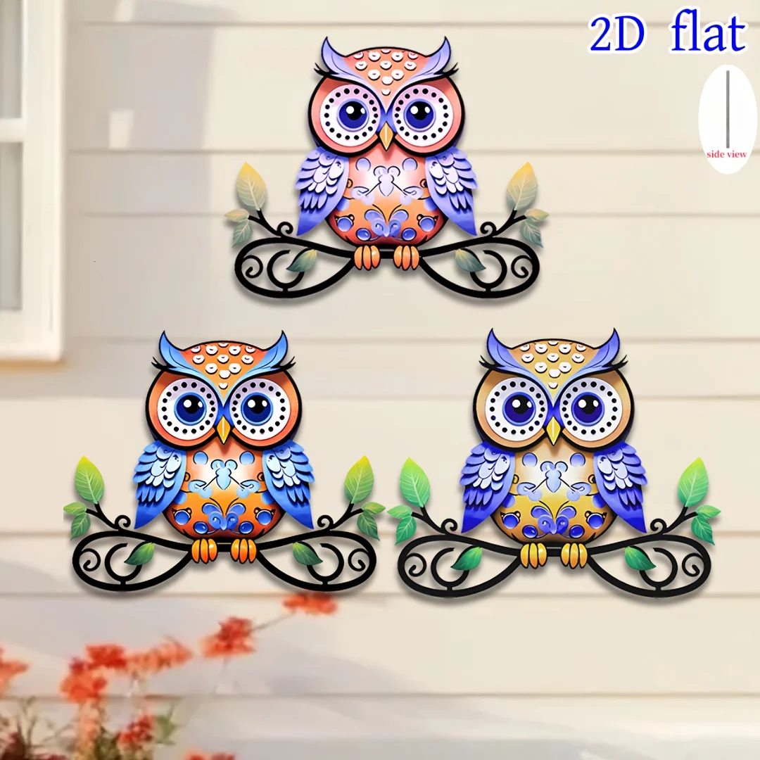 3pcs, Bohemian-style metal owl wall art decor - perfect for patios, courtyards, and outdoor fences in living rooms or bedrooms