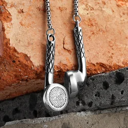 Wired Earphones Men Necklace With Pendant Stainless Steel Jewelry for Male Women Punk HipHop Fashion Accessories Gifts Wholesale