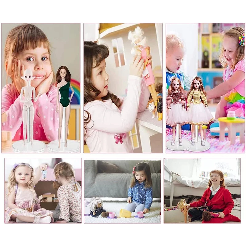 10pcs Plastic Doll Stand Figure Display Holder Model Furniture Accessories For 1/6 Doll House Decor Kids Pretend Play Toys Gifts