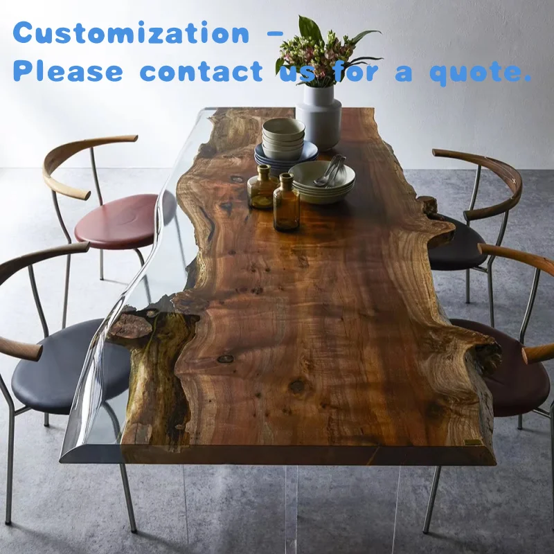 

custom.Vintage Premium Design Transparent River Epoxy Resin Wood Tea Table