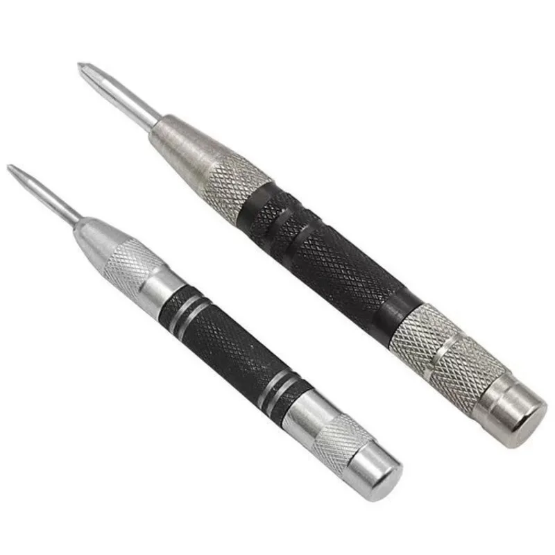 Woodworking Punch, Automatic Center Punch Locator, Window Breaker, High Hardness Marking Punch, Silver Black